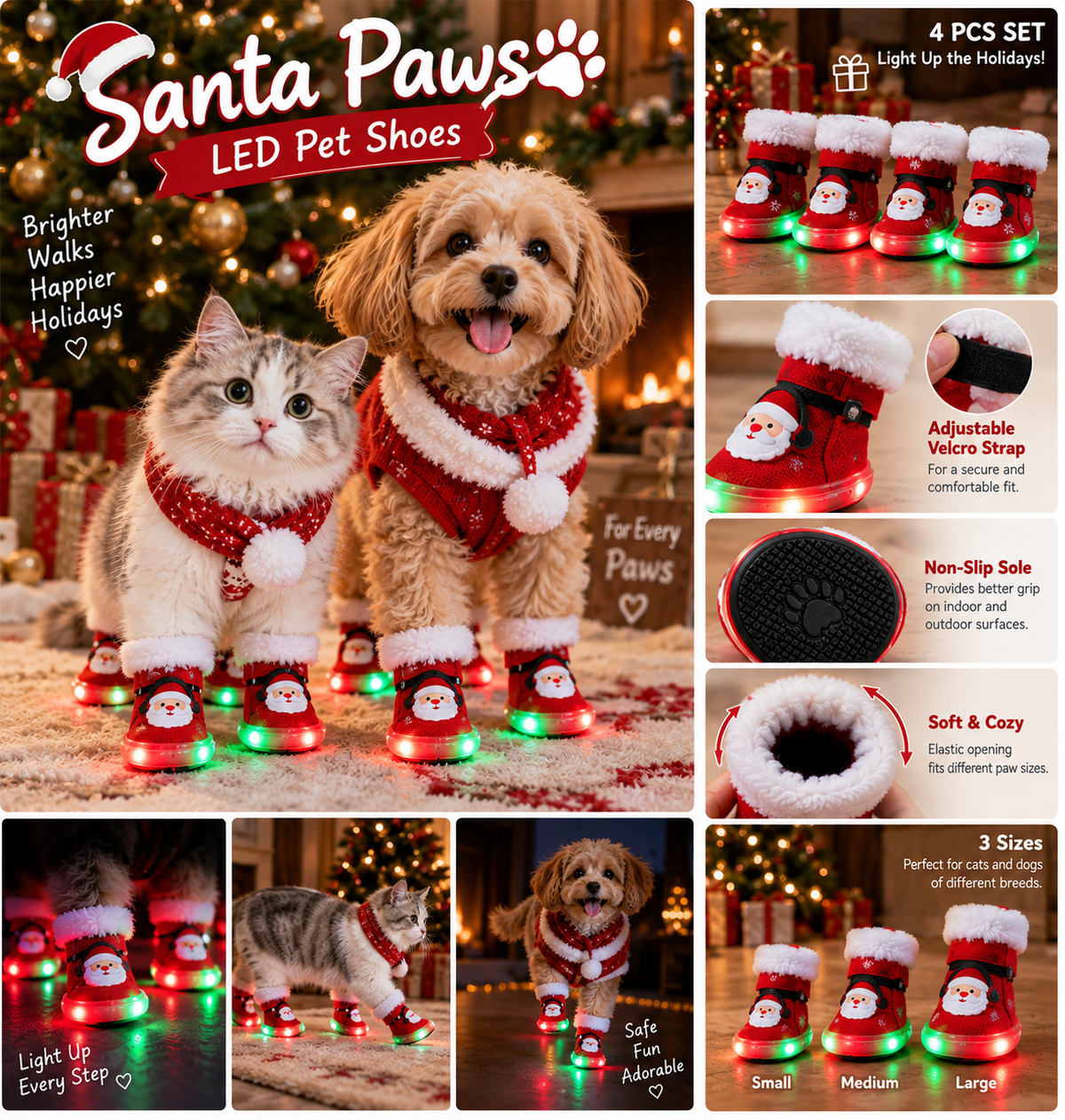 Santa Paws LED Pet Shoes