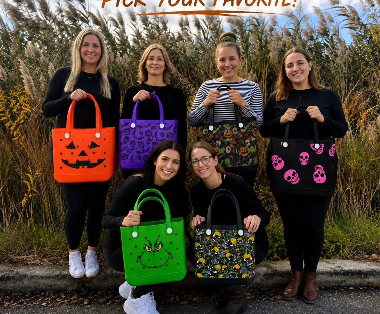 Colorful Halloween EVA trick-or-treat totes